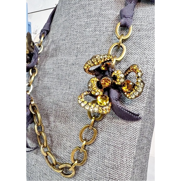 Lanvin Gold Plated Crystal Flower Necklace - Picture 3 of 10